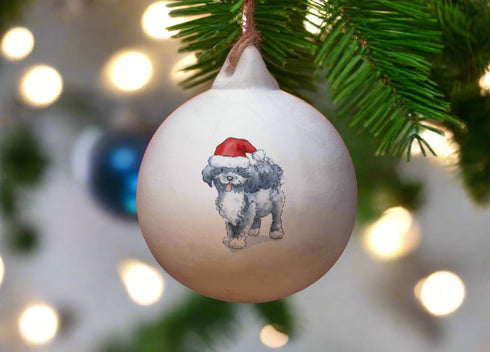 Havanese Fawn Grey & White Ceramic Bauble